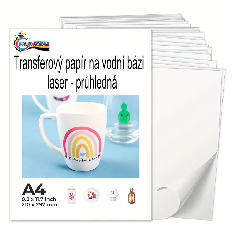 Transferový papír na vodní bázi - laser - průhledná